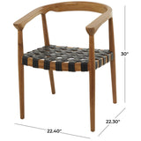 Contemporary Polished Teak Wood Woven Seat