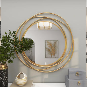 Metal Room Wall Mirror with Overlapping Circles