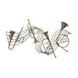 Brown Metal Musical Notes Wall Decor with Trumpets