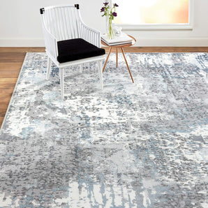 Skyler Maurice Contemporary Abstract Area Rug, Grey/Blue, 5'2"X7'2"