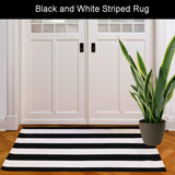 Striped Black and White Rug - 28X44 Inches Black and White Door Mat, Black and White Striped Rug for Layering Welcome Mats for Front Door, Farmhouse Door Mat, Black and White Outdoor Rug