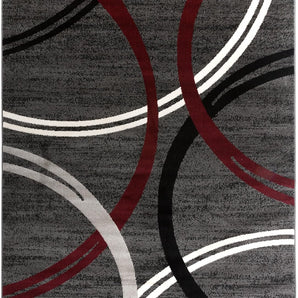 Modern Wavy Circles Design Area Rug 10' X 14' Red