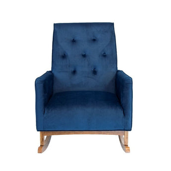 Mid-Century Modern Collin Rocking Chair, Blue Velvet