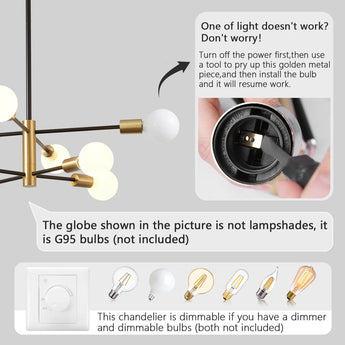 Ariyona 8-Light Dimmable Modern Sputnik Sphere Chandelier