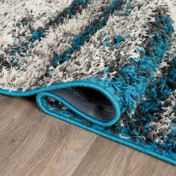 Contemporary Abstract Design Plush Shag Area Rug 7'10" X 10' Turquoise