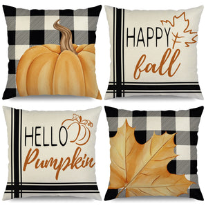 Maple Pumpkin Throw Pillow Covers 4 Pc