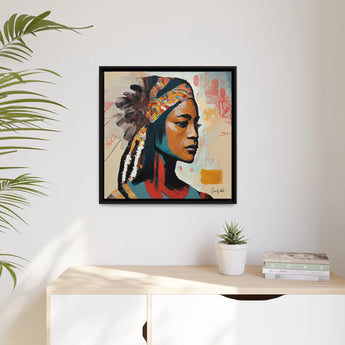 Native Indian Lady Portrait Canvas Wall Art with Frame