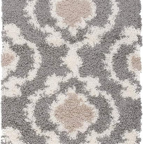 Cozy Moroccan Trellis Gray/Cream 2' X 7'2" Indoor Shag Area Rug Runner