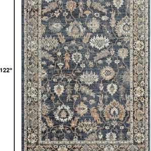 Luna Lily Modern Farmhouse Ornate Medallion Border Area Rug, Navy/Grey/Yellow, 7'10"X10'2"