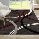 Modern Wavy Circles Design Area Rug 10' X 14' Red