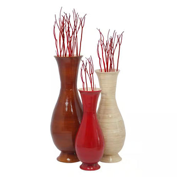 Tall Modern Decorative Floor Vase: Handmade, Natural Bamboo Finish, Contemporary Home Decor, Handcrafted Bamboo, Small