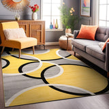 Contemporary Abstract Circles Easy Maintenance for Home Office,Living Room,Bedroom,Kitchen Soft Area Rug 10' X 14' Yellow