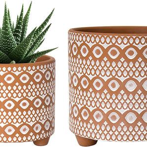 Modern Terracotta Planter Pots with Drainage Hole, 2Pc