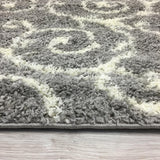 Cozy Contemporary Scroll L.Grey-White 5'3" X 7'3" Indoor Shag Area Rug