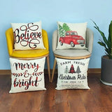 Farmhouse Christmas Tree Decorative Throw Pillow Cases (4 Pc)