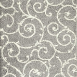 Cozy Contemporary Scroll L.Grey-White 5'3" X 7'3" Indoor Shag Area Rug