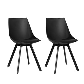 Artiss Set of 2 Lylette Dining Chairs Cafe Chairs PU Leather Padded Seat Black-0