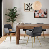 Set of 2 Modern Dark Grey Velvet Upholstered Dining Chair with Gold Metal Legs-1