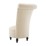 Cream Tufted High Back Plush Velvet Upholstered Accent Low Profile Chair-3