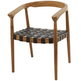 Contemporary Polished Teak Wood Woven Seat