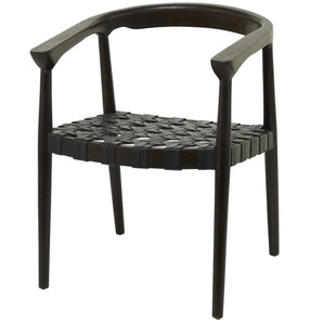 Contemporary Polished Teak Wood Woven Seat