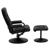 Black Faux Leather Recliner Chair with Swivel Seat and Ottoman-1