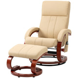 Adjustable Beige Faux Leather Electric Remote Massage Recliner Chair w/ Ottoman-0