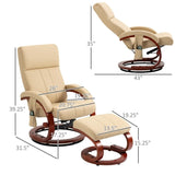 Adjustable Beige Faux Leather Electric Remote Massage Recliner Chair w/ Ottoman-4