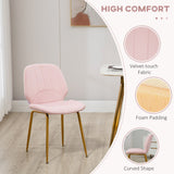 Velvet Dining Chairs Set of 2, 2 Piece Dining Room Chairs with Backrest, Padded Seat and Steel Legs, Pink-4