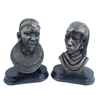 Maasai Couple Bust Sculpture-1