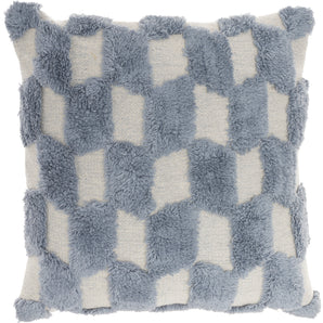 Nicole Curtis Tufted Checkers 18"X18" Ocean Throw Pillow