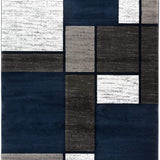 Contemporary Modern Boxes Area Rug 10' X 14' Navy