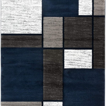 Contemporary Modern Boxes Area Rug 10' X 14' Navy