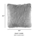 Sheepskin Faux Fur Decorative Throw Pillows - 22" X 22"