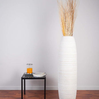 43" White Wash  Large Floor Vase