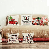 Farmhouse Christmas Tree Decorative Throw Pillow Cases (4 Pc)