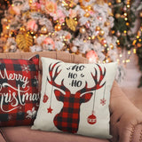 Black and Red Holiday Rustic Linen Throw Pillow Covers, Set of 4