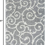 Cozy Contemporary Scroll L.Grey-White 5'3" X 7'3" Indoor Shag Area Rug