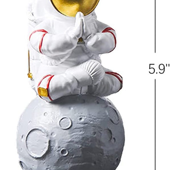 Astronaut Figurine Statue, Meditation Astronaut Figure Sculpture for Desktop & Tabletop, Resin Spaceman Planet Desk Ornament for Outer Space Themed Bedroom Decor, Cake Toppers Model Gift