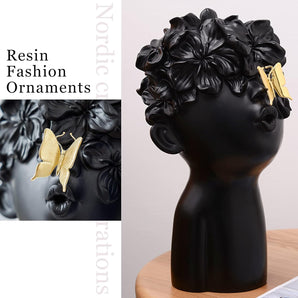 Modern and Simple Sculptures Home Decor Statues Sculptures Decoration Resin Figure Gift (One Black Big Size)