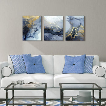 Golden Abstract Wall Decor, 3 Panels 