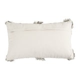 Wool Cream Kilim Pillow with Grey Fringe Accents