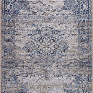 Machine Washable Area Rug, Rugs for Living Room, Rugs for Bedroom, Bathroom Rug, Kitchen Rug, Printed Vintage Rug, Home Decor Traditional Carpet (Blue/Cream, 2' X 3')