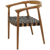 Contemporary Polished Teak Wood Woven Seat