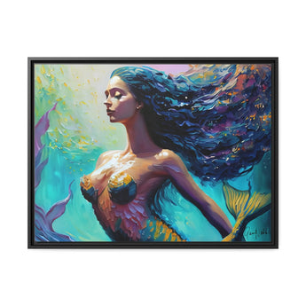 Mermaid Canvas Wall Art with Frame - by Queennoble