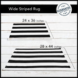 Striped Black and White Rug - 28X44 Inches Black and White Door Mat, Black and White Striped Rug for Layering Welcome Mats for Front Door, Farmhouse Door Mat, Black and White Outdoor Rug