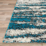 Contemporary Abstract Design Plush Shag Area Rug 7'10" X 10' Turquoise