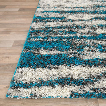 Contemporary Abstract Design Plush Shag Area Rug 7'10" X 10' Turquoise