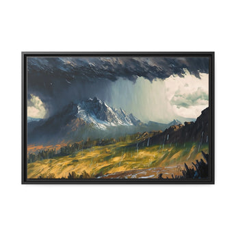 Landscape Raining in the Mountains Canvas Wall Art - by Queennoble