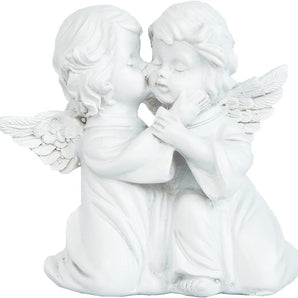 Cherubs Angels Resin Garden Statue Figurine , Adorable Angel Sculpture Memorial Statue, Indoor Outdoor Home Garden Decoration (Kiss Cherub-Right)